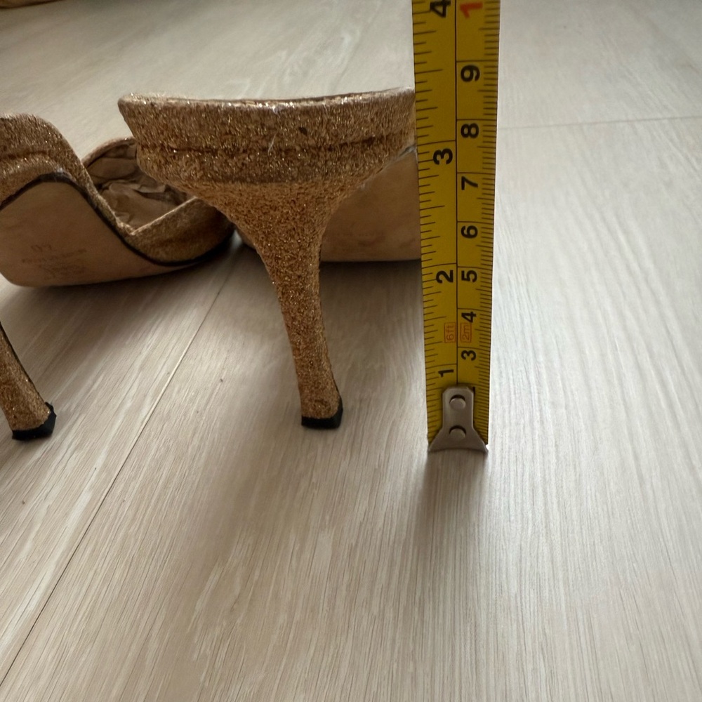 Jimmy Choo Glitter Gold Closed Toe Heels with Dust Bag - Picture 5 of 14